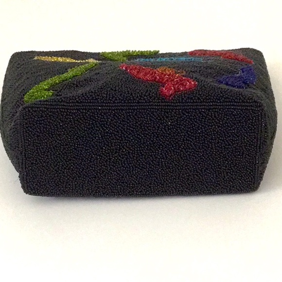 Indigo Christopher Beaded Black Bag, Colorful Shoe Design. Whimsical Fairy Retro - Picture 2 of 7